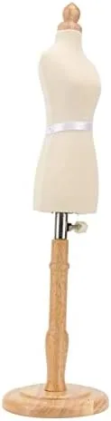 Vista 6 de Eujgoov Maniquí de vestido femenino de muñeca, forma de vestido de costura, forma de vestido femenino, forma de torso, madera de haya con base
