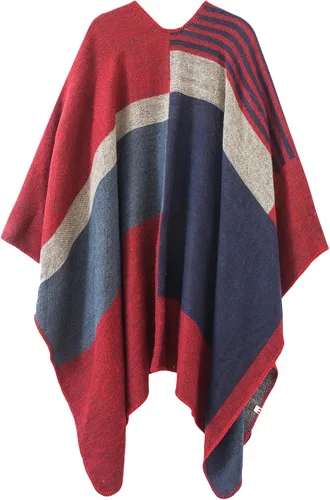 Vista 2 de EXCHIC Chal retro para mujer con parte delantera abierta, poncho para otoño e invierno