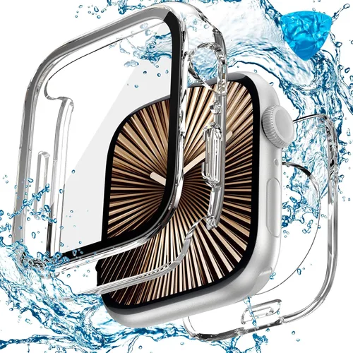 Vista 26 de 3 en 1 Goton Estuche impermeable duro para Apple Watch, protector de pantalla de 40mm, cubierta frontal de vidrio templado protectora completa