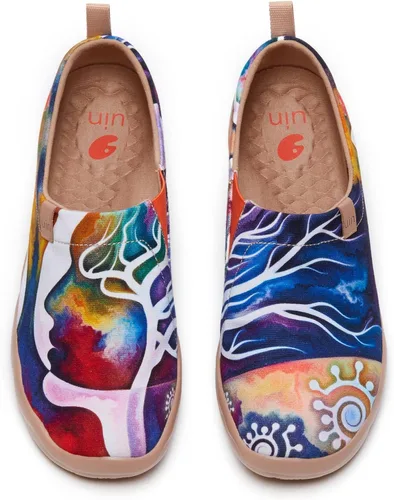 Vista 55 de UIN Zapatos de viaje para caminar para hombre, sin cordones, de lona, informales, ligeros, cómodos y modernos, diseño de perritos felices Ahhhhh