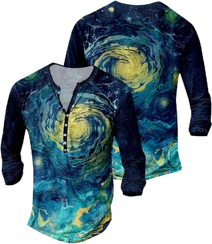 Vista 6 de MARSVOVO Camisetas gráficas para hombre, camisetas Henley con estampado de moda, holgadas, casuales, ligeras, para entrenamiento, suaves, vintage