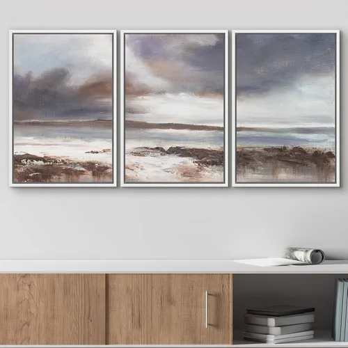 Vista 127 de wall26 Lienzo enmarcado para pared, juego de arte de acuarela pastel, paisaje rural, ilustraciones con formas abstractas, arte moderno, decorativo