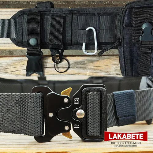 Vista 4 de Cinturón de batalla táctico Cinturones tácticos Soporte de cinturón táctico para hebilla de metal Cinturón de liberación rápida con bolsas