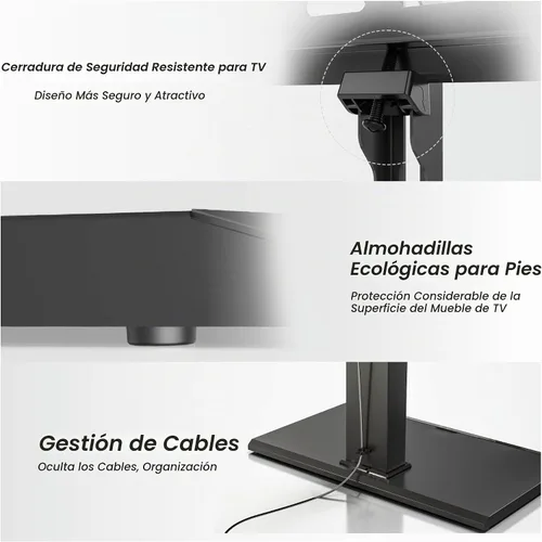 Vista 5 de FITUEYES - Soporte giratorio de suelo para TV, base de hierro, con ménsulas de montaje, para ahorro de espacio; para televisores LCD, LED, OLED