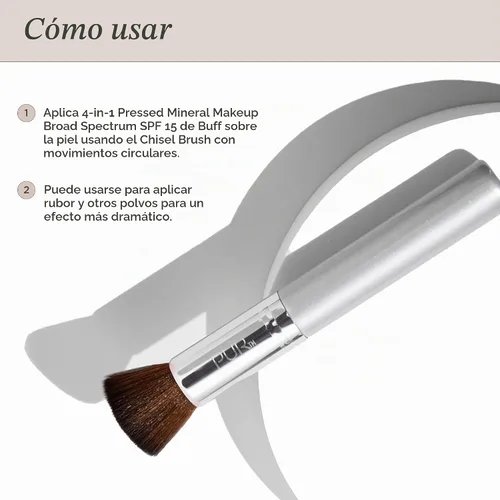 Vista 5 de PÜR MINERALS Cepillo de cincel, cepillo de maquillaje de parte superior plana, sintético, cerdas libres de crueldad, 1 unidad