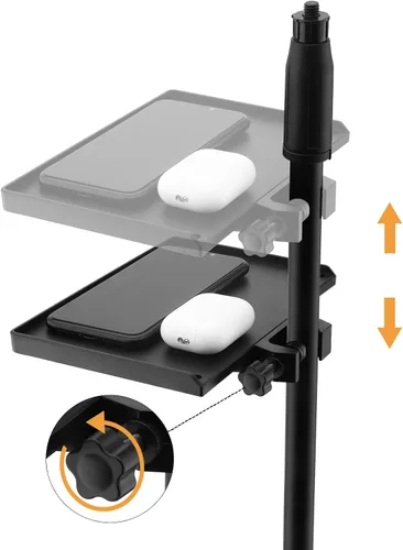 Vista 4 de RTNLIT Bandeja de Soporte para Micrófono, Portabandeja de Rack Firme con Abrazadera con Capacidad de Peso de 4.5 Libras, Estante Ajustable