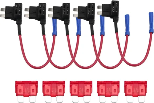Vista 2 de ZOOKOTO Paquete de 5 fusibles adaptador de grifo de 12 V con fusible de cuchilla ATO ATC estándar de 10A APR ATO ATC para coches, camiones y barcos