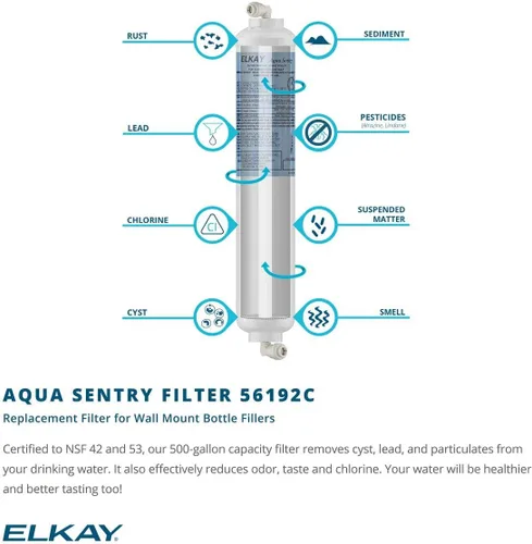Vista 3 de Elkay 56192C - Cartucho de filtro de repuesto para sistema de filtración en línea Aqua Sentry en fuentes Elkay - N/A