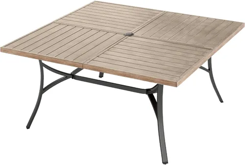 Vista 12 de MFSTUDIO Mesa de comedor al aire libre cuadrada de 60" de metal, mesa grande de patio con 8 plazas y agujero ajustable para sombrilla para terraza