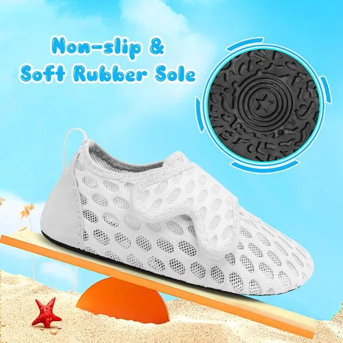 Vista 5 de XIHALOOK Zapatos acuáticos para niños y niñas, de secado rápido, para la playa, natación, piscina, zapatos descalzos, calcetines acuáticos