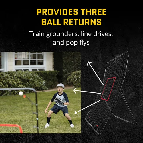 Vista 8 de SKLZ PitchBack Baseball and Softball Pitching Net and Rebounder, Black/Red, 2' 9" x 4' 8