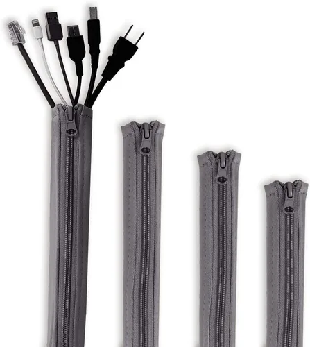 Vista 9 de StangH Organizador de mangas para organizar cables, 19 pulgadas, para el hogar y la oficina, con cremallera, organizador de cables, envoltura