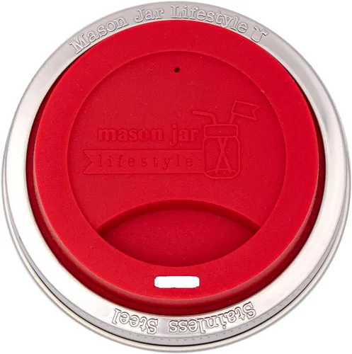 Vista 24 de Tapa de silicona para beber con banda de acero inoxidable para tarros Mason (Americana multicolor, boca regular)