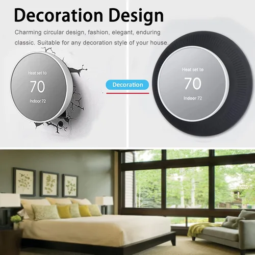 Vista 3 de Miimall Compatible con el kit de ajuste de termostato Google Nest, cubierta de placa de pared de termostato de silicona para huellas dactilares
