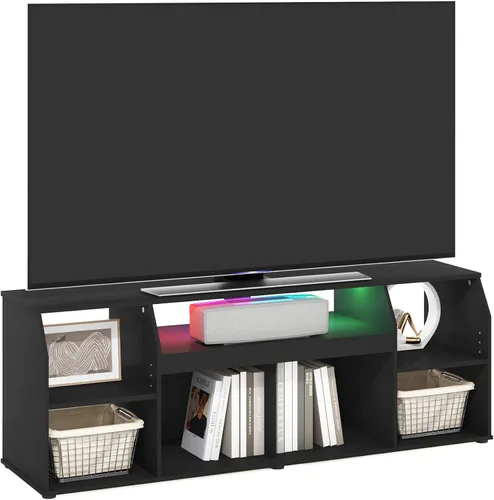 Vista 22 de Furinno - Soporte para centro de entretenimiento, para televisor de hasta 55 pulgadas, pino ámbar/negro