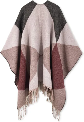 Vista 47 de Moss Rose Chal de viaje para mujer, capa tipo poncho de frente abierto para otoño e invierno