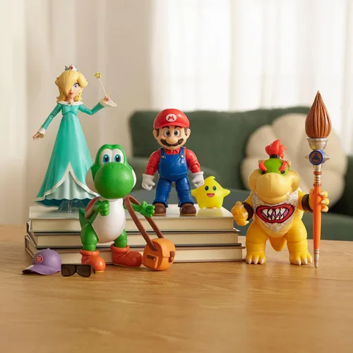Vista 15 de Super Mario Galaxy Movie Bowser Jr., figura de acción de 5 pulgadas y pincel