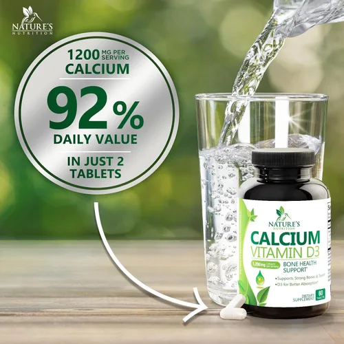 Vista 5 de Suplemento de calcio con vitamina D3-1200 mg de calcio por porción con D3 para una mejor absorción - Apoya la salud inmunológica, huesos y dientes