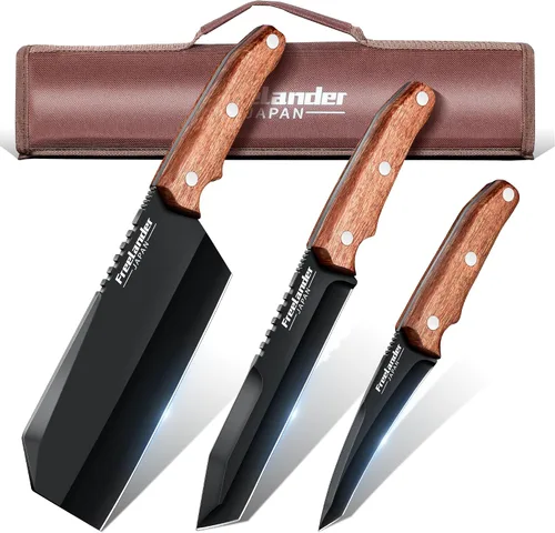 Vista 11 de Freelander Juego de 4 cuchillos para pizza con cuchillas afiladas de acero inoxidable, diseño forjado de espiga completa, mango ergonómico