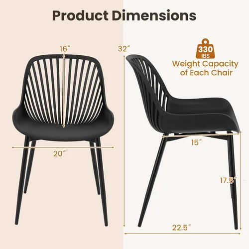 Vista 3 de Giantex Juego de 4 sillas de comedor negras, sillas de cocina modernas con patas de metal, respaldo recortado, asiento curvo, sillas decorativas sin