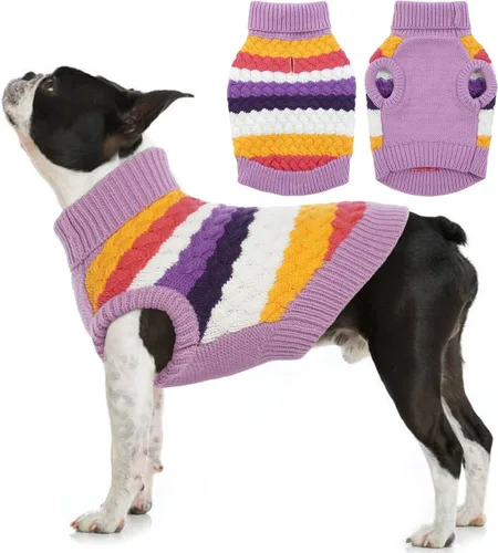 Vista 19 de Kuoser Suéter para perro, suéteres de Navidad para perros extra pequeños, suéter suave y cálido para perros, chaleco de punto trenzado colorido