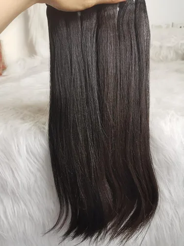 Vista 8 de Últimos 5 años 10 pulgadas corto ligero Yaki recto relajado recto recto cabello humano crudo 1 paquete Natural grueso yaki rizado recto un donante