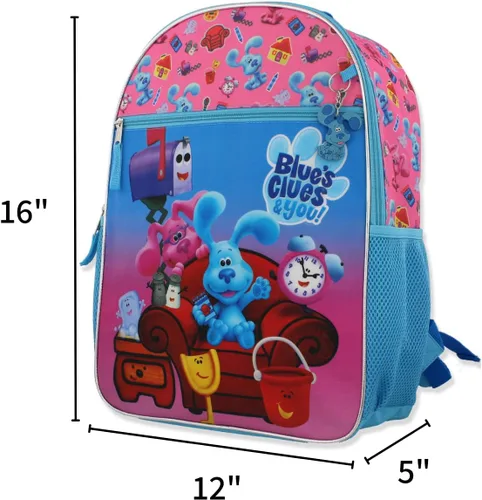 Vista 5 de Nickelodeon Blue's Clues & You Kids - Juego escolar de 5 piezas con mochila de 16 pulgadas, Rosado, Blue's Clues & You Girls - Mochila escolar de 5