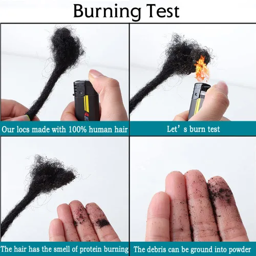 Vista 4 de Extensiones de cabello humano Loc de 0.2cm de ancho, 4 pulgadas, 10 hebras, extensiones de rastas de cabello humano 100% hechas a mano, permanentes