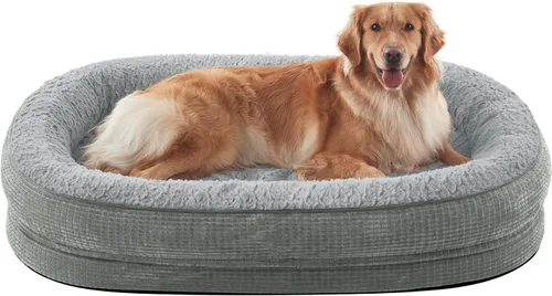 Vista 24 de JOEJOY Cama ortopédica para perros medianos, cama para mascotas de espuma viscoelástica con laterales de refuerzo, forro impermeable, funda