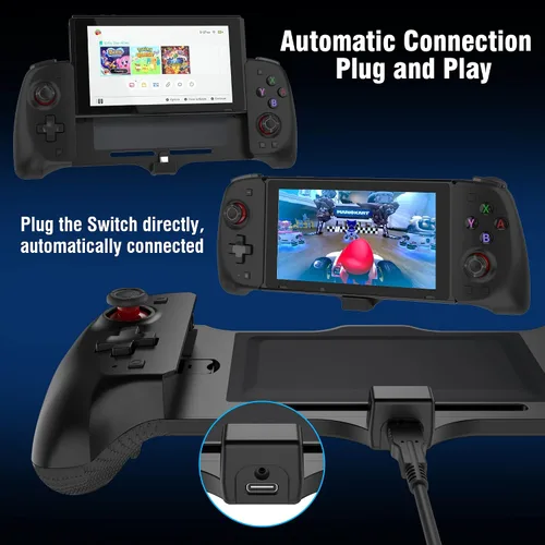 Vista 2 de CXY CHYUHSIN Joy-Con - Controlador de interruptor para Nintendo Switch, USB Plug & Play, carga rápida PD de 15 V, vibración dual y giroscopio de 6