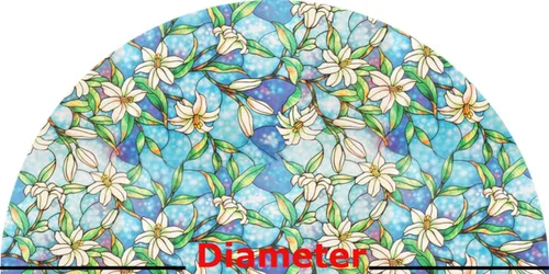 Vista 2 de Película decorativa arqueada para ventana precortada de orquídea, autoestática, 18 pulgadas de diámetro