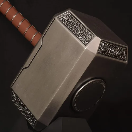 Vista 7 de Martillo de Thor con base Thor The Dark World Lightning Strike Hammer/Thanos - Martillo de doble hoja sin espada para Halloween y cosplay