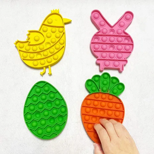 Vista 2 de JoFAN Paquete de 4 juguetes sensoriales de Pascua para niños y niñas, rellenos de cesta de Pascua, regalos para aliviar el estrés, regalos de fiesta