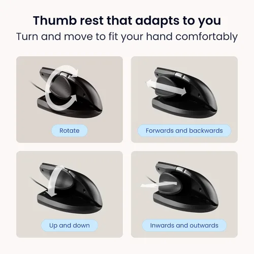 Vista 3 de Contour Unimouse - Ratón vertical ergonómico ajustable de 35° a 70°, ángulo de inclinación de 35° a 70°, 6 botones programables para productividad