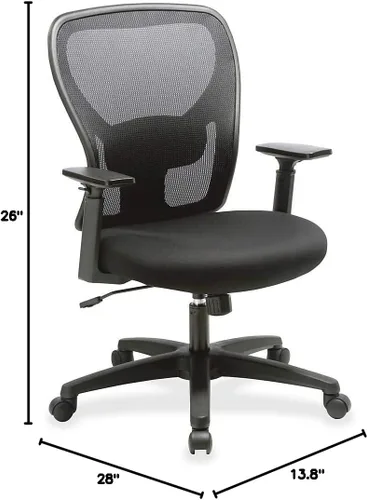 Vista 2 de Lorell Soho - Silla de trabajo, respaldo medio, respaldo de malla con asiento de tela, color negro