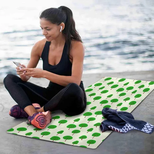 Vista 6 de Cartoon Tree Thin Yoga Mat with Bag, Non Slip Fitness Workout Mat, Foldable Suede Rubber Yoga Mat for Yoga Pilates and Fitness, 70.8" L x 26" W x 1mm