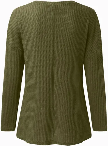 Vista 4 de Camisa de manga larga para mujer, casual, cuello en V, color sólido, blusa casual para mujer