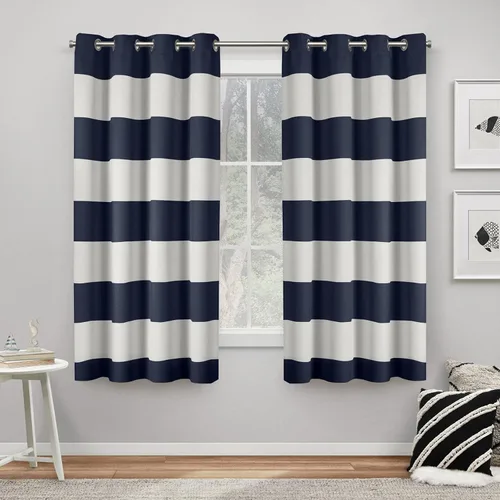 Vista 11 de Exclusive Home Sateen Rugby - Par de paneles de cortinas opacas con ojales en la parte superior, de sarga a rayas, para oscurecer la habitación, 52