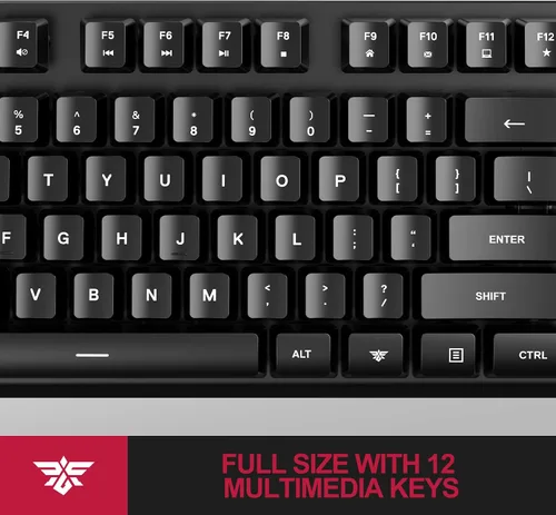 Vista 9 de NPET K10V1 - Teclado de computadora con cable, Plug and Play, tamaño completo con 12 teclas multimedia, resistente a derrames, cable USB de 6.2
