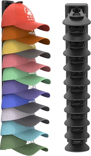 Vista 12 de Organizador de Sombreros para Gorras de Béisbol que Sostiene Hasta 40 Sombreros, Paquete de 2 Percheros de Sombreros para Pared, Soporte