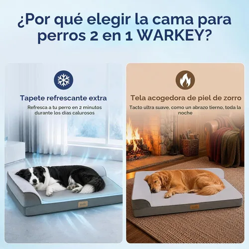 Vista 2 de Cama refrescante para perros grandes, cama ortopédica para perros con alfombrilla de gel refrescante, funda lavable extraíble, forro impermeable