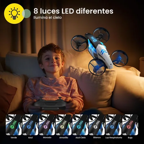 Vista 4 de Holy Stone HS210T Drones para niños, 2 en 1 MINI Drone de interior con modo Land & Fly, cuatro deformaciones de postura, cuadricóptero RC con giro