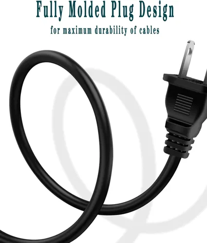 Vista 3 de Cable de alimentación de 2 clavijas compatible con TCL Roku Smart LED LCD HD TV Apple Samsung Sharp reemplazo 3 pies cable de alimentación de TV