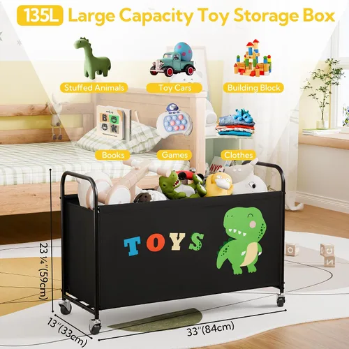Vista 3 de GRANNY SAYS Caja de juguetes para niños y niñas, cofre de almacenamiento grande con ruedas, organizador de almacenamiento de juguetes para niños