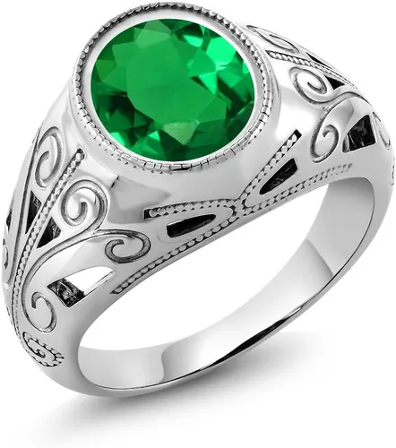 Vista 22 de Gem Stone King Anillo de piedra natal ovalada para hombre 925 plata esterlina Oval 12X10MM Disponible en tallas 7, 8, 9, 10, 11, 12, 13 Púrpura