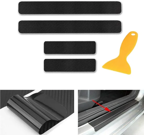Vista 5 de MAITE Protector de umbral de puerta para GMC Sierra Yukon XL, calcomanías de fibra de carbono para terreno, protector de umbral de puerta