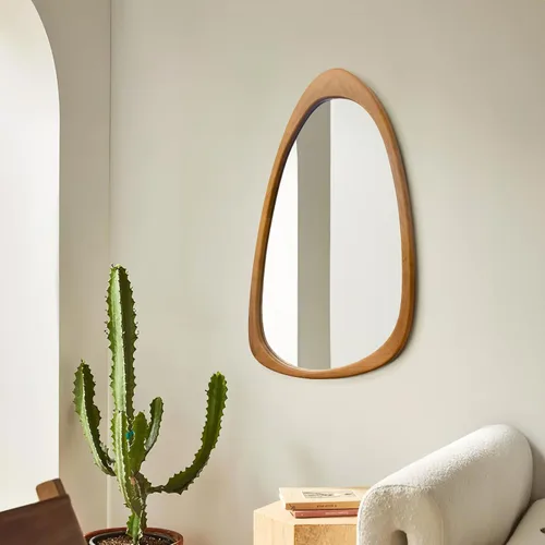 Vista 7 de Wood Asymmetrical Mirror for Decor,19.5x30.5"Organic Irregular Wall Mirrors Marrón