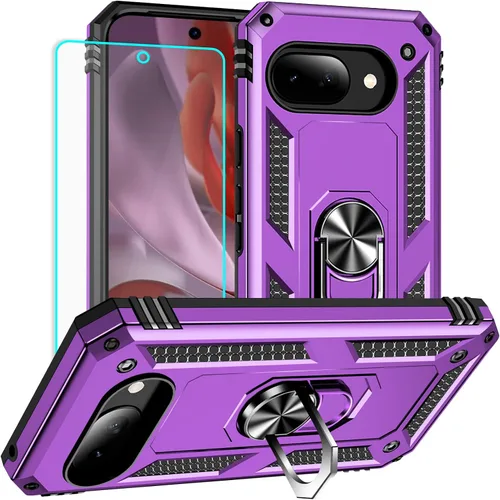 Vista 18 de Yiakeng Funda para Google Pixel 7: con protector de pantalla, fundas protectoras de grado militar con soporte de anillo de dedo para Pixel 7