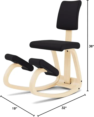 Vista 11 de Varier Variable Plus, silla de rodillas con respaldo, silla de oficina ergonómica, 10 años de garantía limitada, diseñada por Peter Opsvik