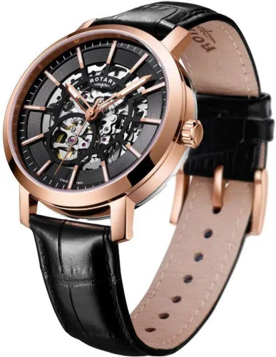 Vista 2 de Rotary Greenwich G2 Esqueleto automático para hombre tono oro rosa GS0535404, Rosado, Tradicional